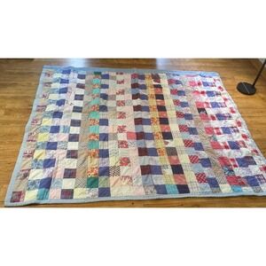 Vintage Handmade Patchwork Quilt Throw Blanket Americana Folk Art 62 in x 75 in